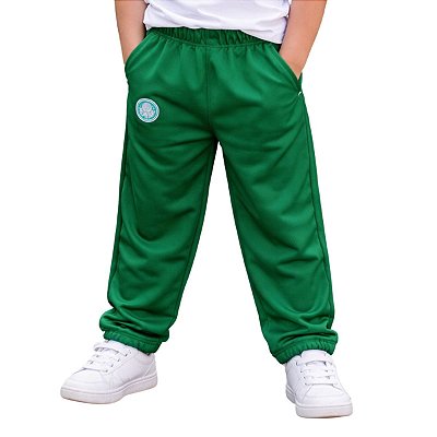 Calça Palmeiras Infantil Juvenil Verde Flanelada Oficial