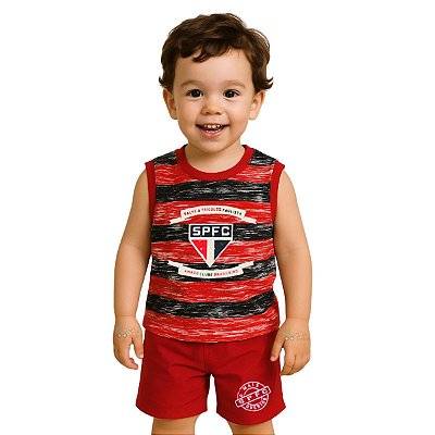 Conjunto Infantil Regata Listrada e Shorts São Paulo Oficial