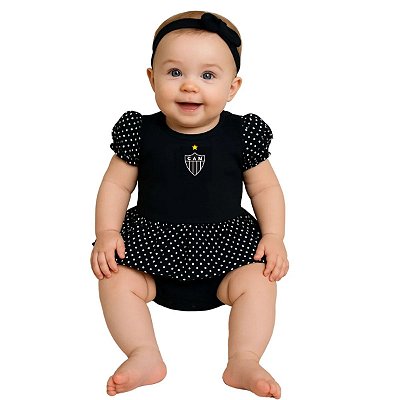 Body Vestido Bebê Atlético Mineiro Bolinhas Oficial