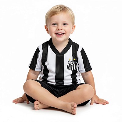 Camiseta Bebê Santos Listrada Torcida Baby Oficial