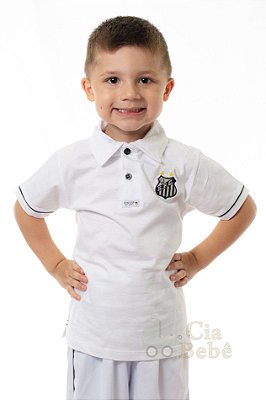 Camisa Polo Infantil Santos Branca Oficial