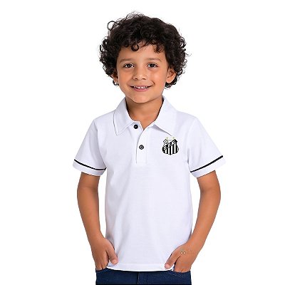 Camisa Polo Infantil Santos Branca Oficial