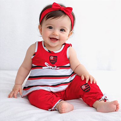 Conjunto Bebê Flamengo Bata e Calça Legging Oficial