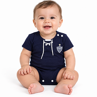Body Bebê Atlético MG Retrô Vintage Preto Oficial