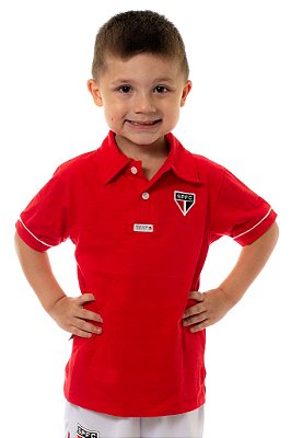 Camisa Infantil São Paulo Polo Vermelha Oficial