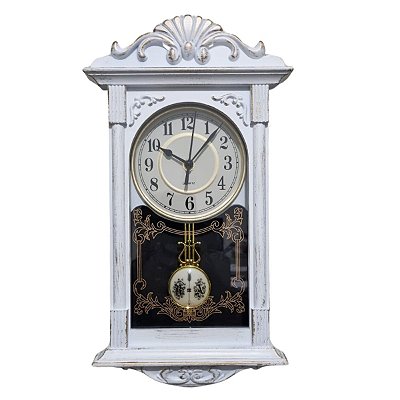 Relógio Parede Clássico Vintage Retrô Branco 41x21cm