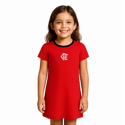 Vestido Infantil Flamengo Tubinho Vermelho Oficial