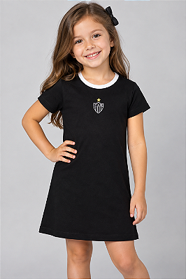 Vestido Infantil Atlético MG Tubinho Preto Oficial