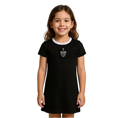 Vestido Infantil Atlético MG Tubinho Preto Oficial
