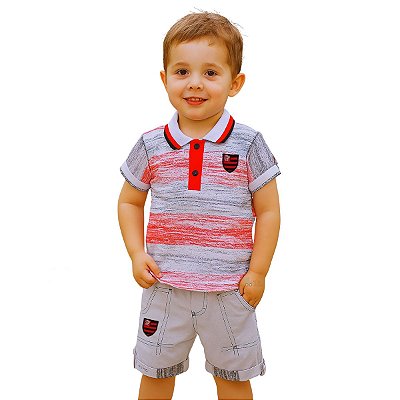 Conjunto Flamengo Infantil Polo e Bermuda Oficial