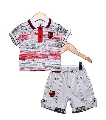 Conjunto Flamengo Bebê Polo e Bermuda Oficial