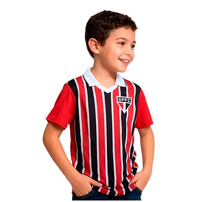 Camisa Infantil São Paulo Polo Listrada Retrô Oficial