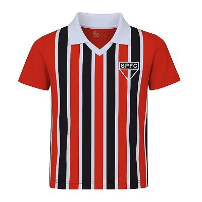 Camisa Infantil São Paulo Polo Listrada Retrô Oficial