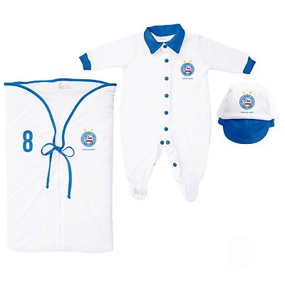 Kit Bebê Bahia Saída de Maternidade Branco 3 Pçs Oficial