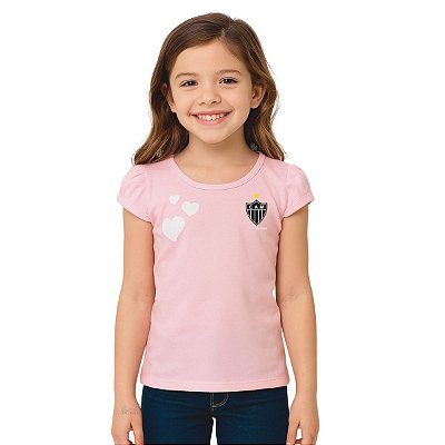 Camisa Infantil Atlético MG Baby Look Rosa Oficial