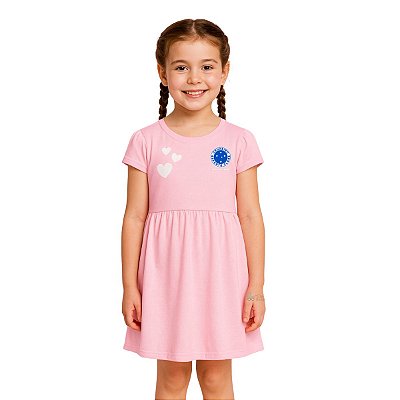 Vestido Infantil Cruzeiro Canelado Rosa Torcida Baby
