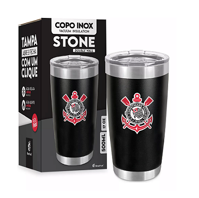 Copo Stone Corinthians Inox Preto 500ml