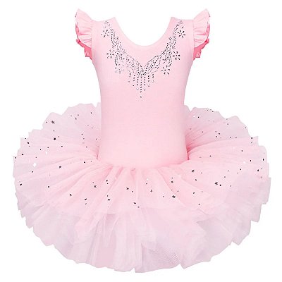 Vestido Infantil Ballet Bailarina Tutu Estrela Rosa