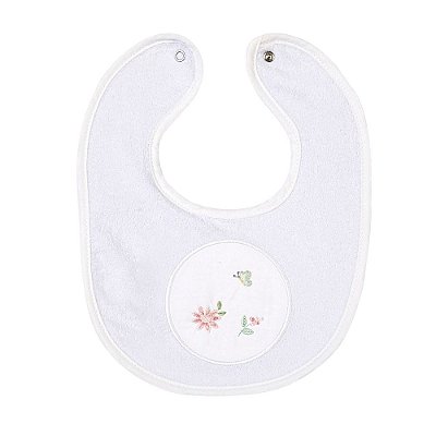 Babador Bebê Bordado Atoalhado Forrado Floral Rosa 01 Un