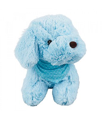 Cachorro Pleúcia Azul Sentado Bandana Pescoço 22cm