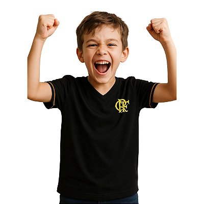 Camiseta Infantil Flamengo Preta Premium Oficial