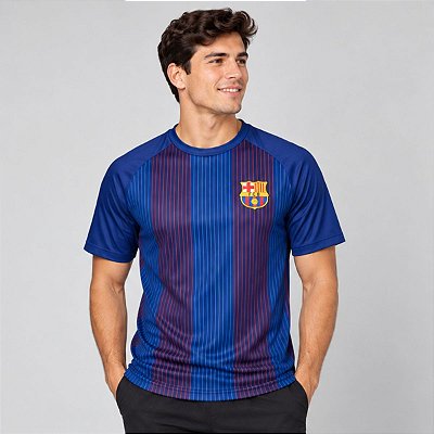 Camiseta Barcelona Listrada Masculino Adulto