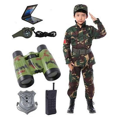 Fantasia Infantil Militar Soldado Camuflada Kit Acessórios