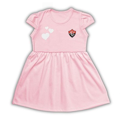 Vestido Infantil Vitória Canelado Rosa Torcida Baby