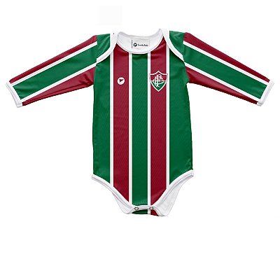 Body Bebê Fluminense Listrado Longo Proteção UV Oficial