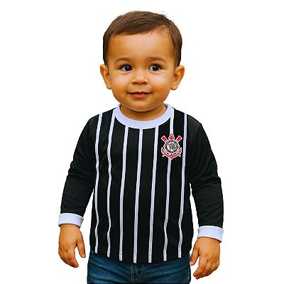 Camiseta Corinthians Infantil Manga Longa Listrada Oficial