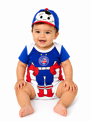 Body Bebê Bahia Mascote Com Boné Oficial