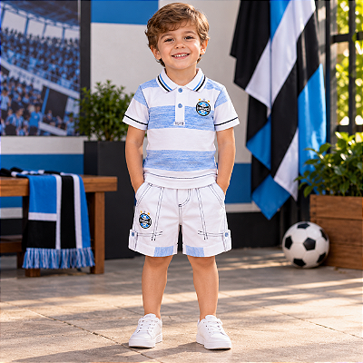 Conjunto Infantil Grêmio Camisa Polo e Bermuda Oficial