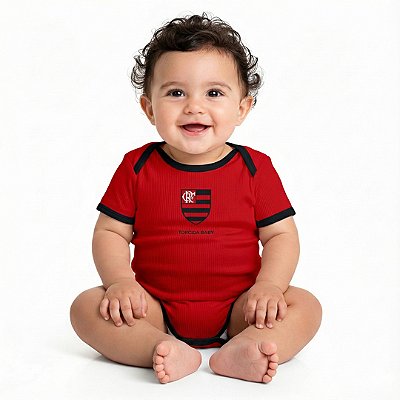 Body Bebê Flamengo Curto Vermelho Oficial - Torcida Baby