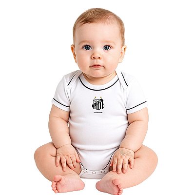 Body Santos Oficial Manga Curta Branco Torcida Baby
