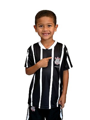 Camiseta Infantil Corinthians Listras Preta - Torcida Baby