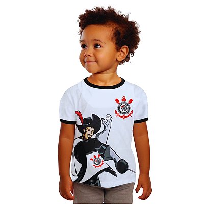 Camiseta Infantil Corinthians Mascote Mosqueteiro Oficial