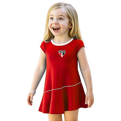 Vestido Bebê ao Infantil São Paulo Vermelho Onda Oficial
