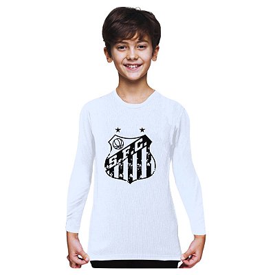 Camiseta Infantil Santos Manga Longa Branca Unissex