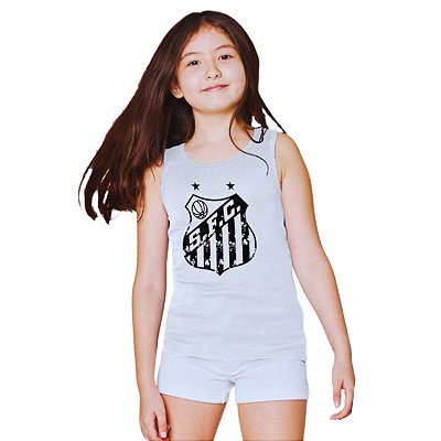 Camiseta Infantil Santos Regata Branca Stamp Oficial