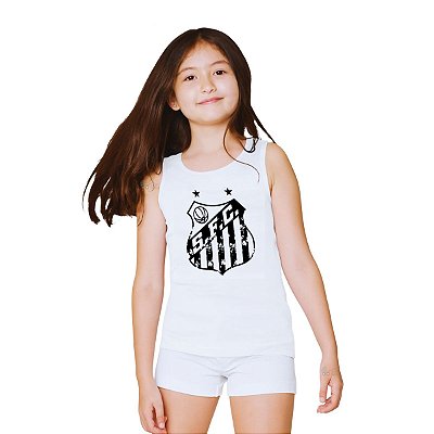 Camiseta Infantil Santos Regata Branca Stamp Oficial