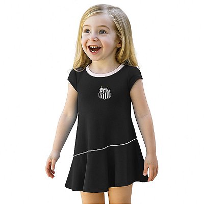 Vestido Bebê ao Infantil Santos Preto Onda Oficial