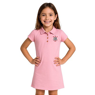 Vestido Infantil Corinthians Campeoníssimo Rosa Oficial