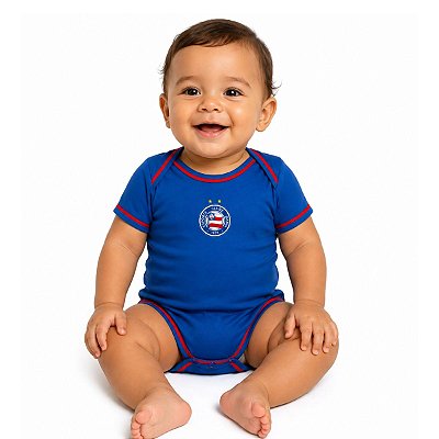 Body Bebê Bahia Azul Manga Curta Oficial Torcida Baby