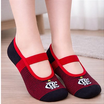 Meia Sapatilha Flamengo Infantil Antiderrapante Listras