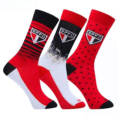 Kit Com 3 Pares de Meia São Paulo Juvenil Oficial