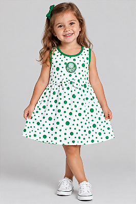 Vestido Infantil Palmeiras Bolinhas Oficial