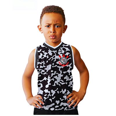 Camiseta Regata Infantil Corinthians Basket Camuflada