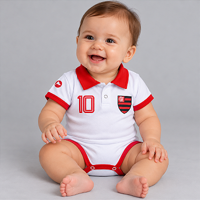 Body Flamengo Polo Branco Torcida Baby