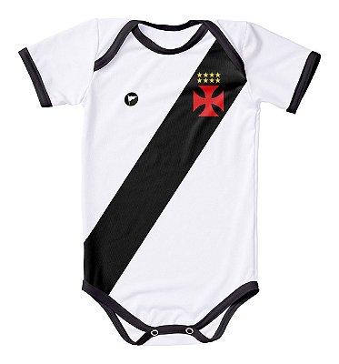 Body Bebê Vasco Com Proteção UV Branco Faixa Preta Oficial