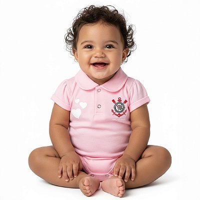 Body Corinthians Polo Rosa Torcida Baby